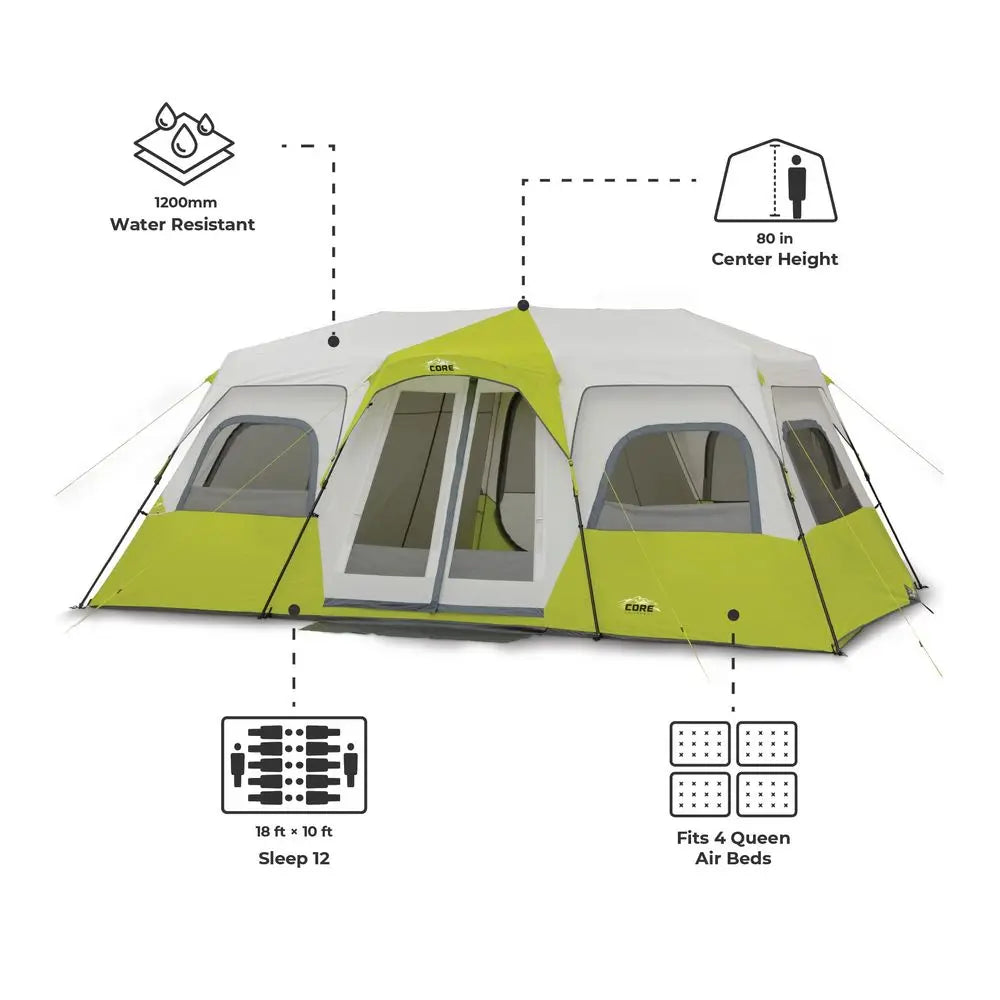 Instant Family Cabin Tent .Multi-Room Pop-Up Camping Tent with Carry Bag