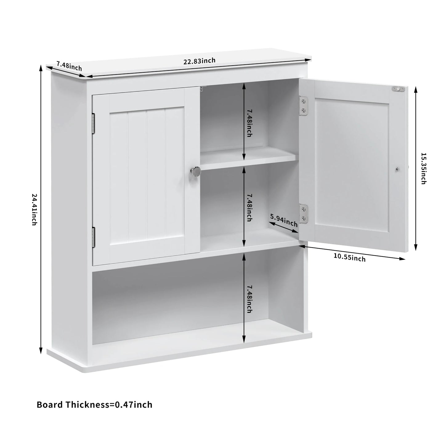 White Wall Mounted Bathroom Cabinet Over Toilet Storage