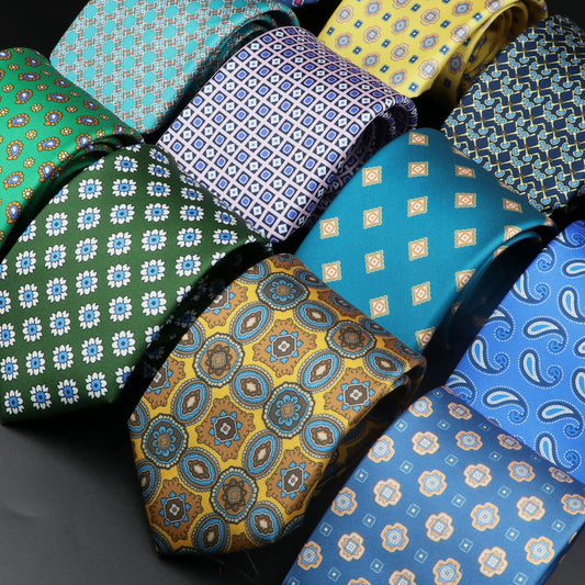 Classic Men’s Silk Style Jacquard Tie | Elegant Striped, Plaid & Floral Business Necktie for Weddings, Office & Formal Wear
