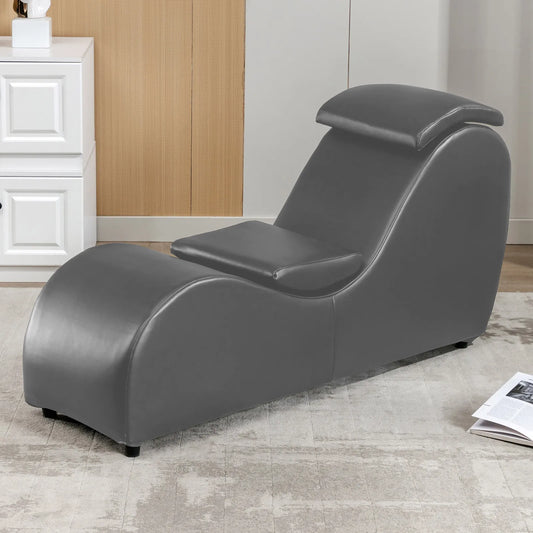 Curved Yoga Chaise Lounge for Adult Stretching, Exercising and Relaxing, Indoor Lounge Chair with Adjustable Head Cushion