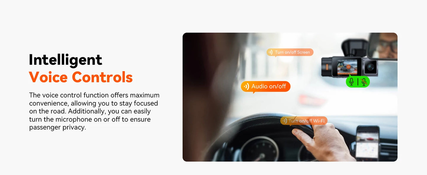 Vantrue N2X 2.7K HDR Dashcam Front and Inside 5G WiFi Dual Dash Camera with IR Night Vision STARVIS 2 Voice Control 60FPS GPS