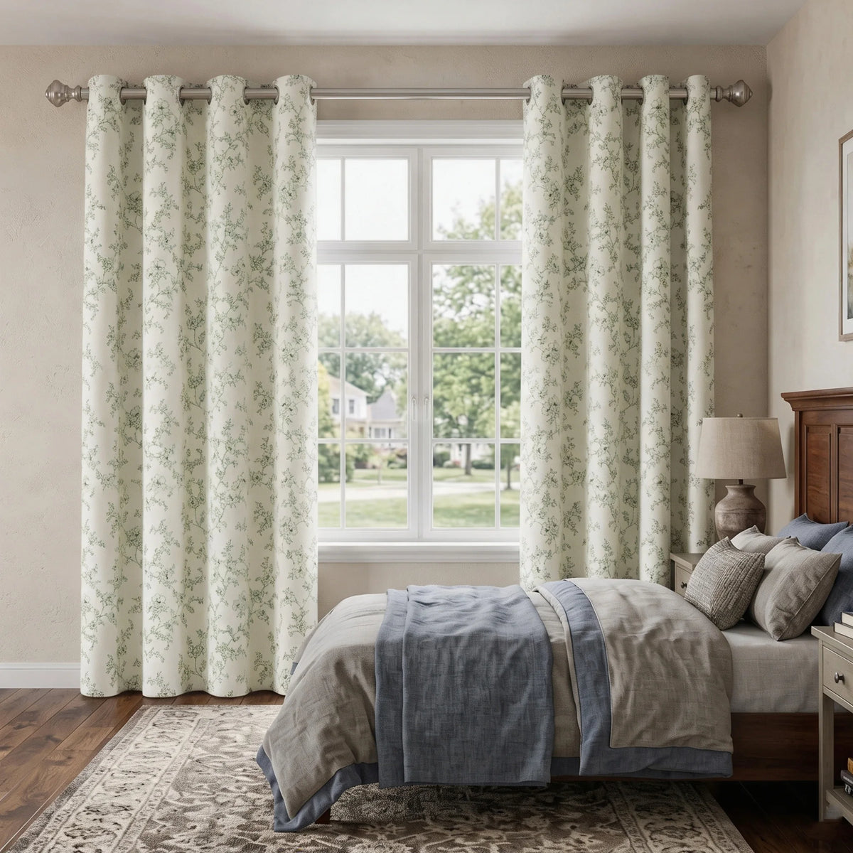 2-Panel Floral Print Blackout Curtains | Grommet Top Window Panels