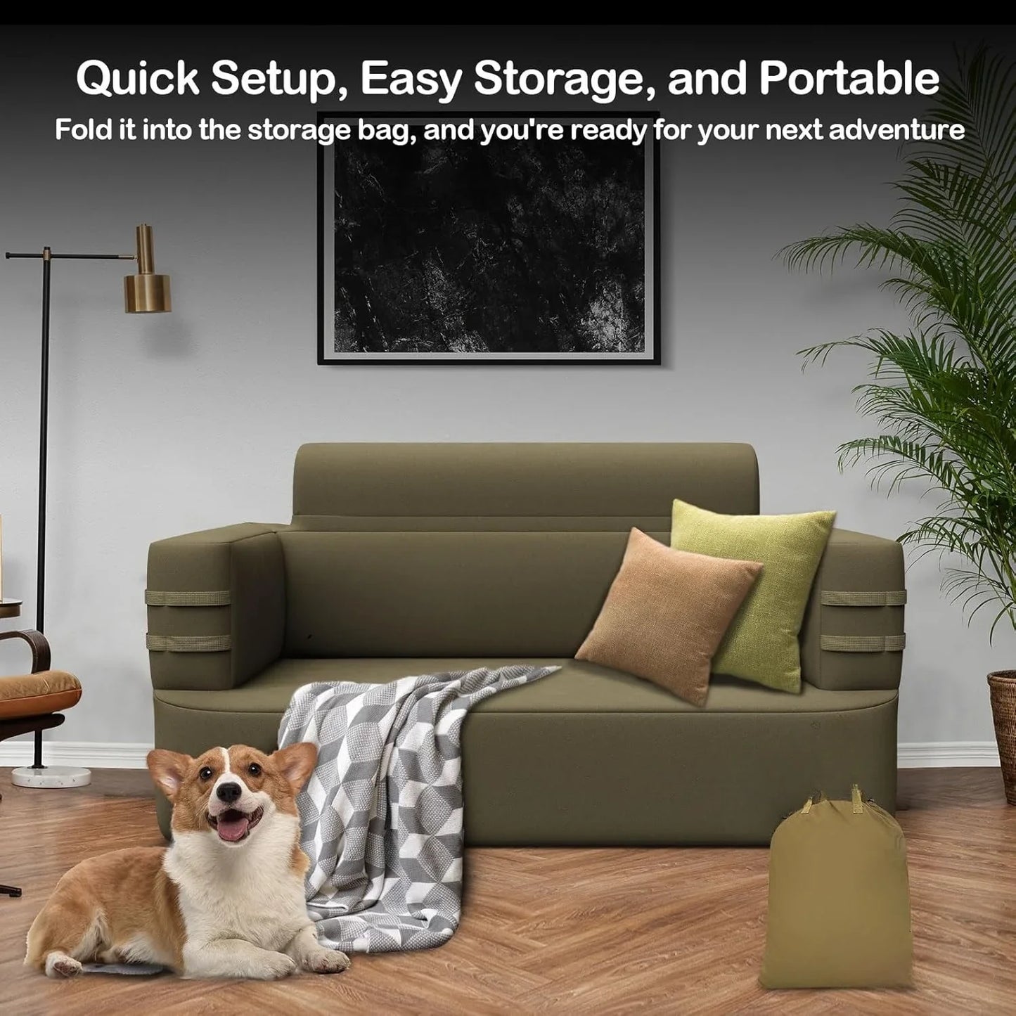 Inflatable Couch Multifunctional Durable Inflatable Sofa with Built in Pump Inflatable Furniture Portable Blow Up Couch