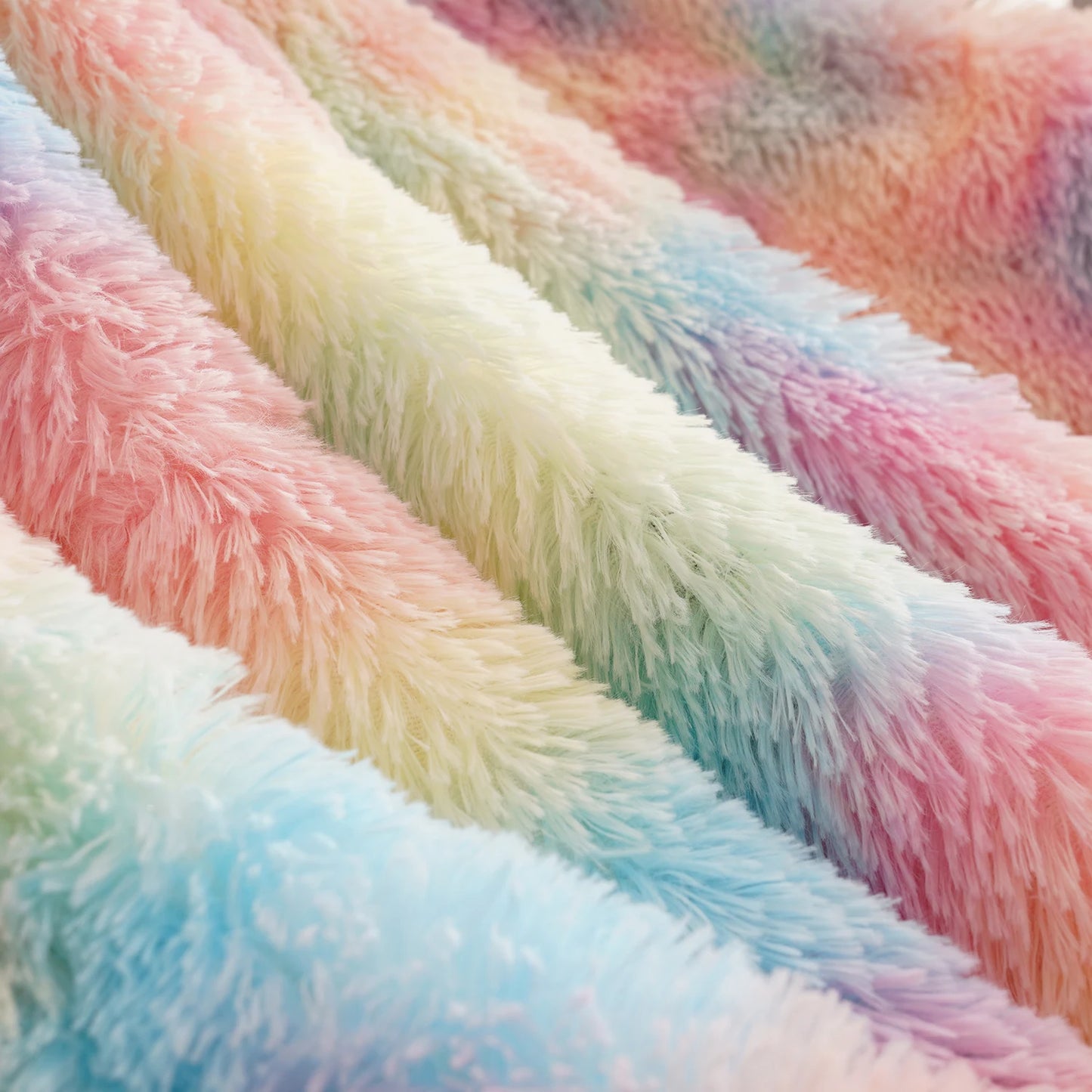 Soft Rainbow Fluffy Plush Blanket Bedspread For Home Use