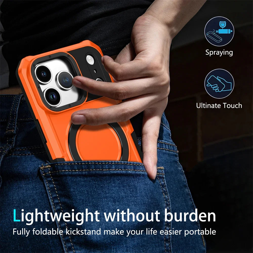 Luxury Anti-Slip Magnetic Stand Phone Case for iPhone 17 16 15 14 13 Pro Max