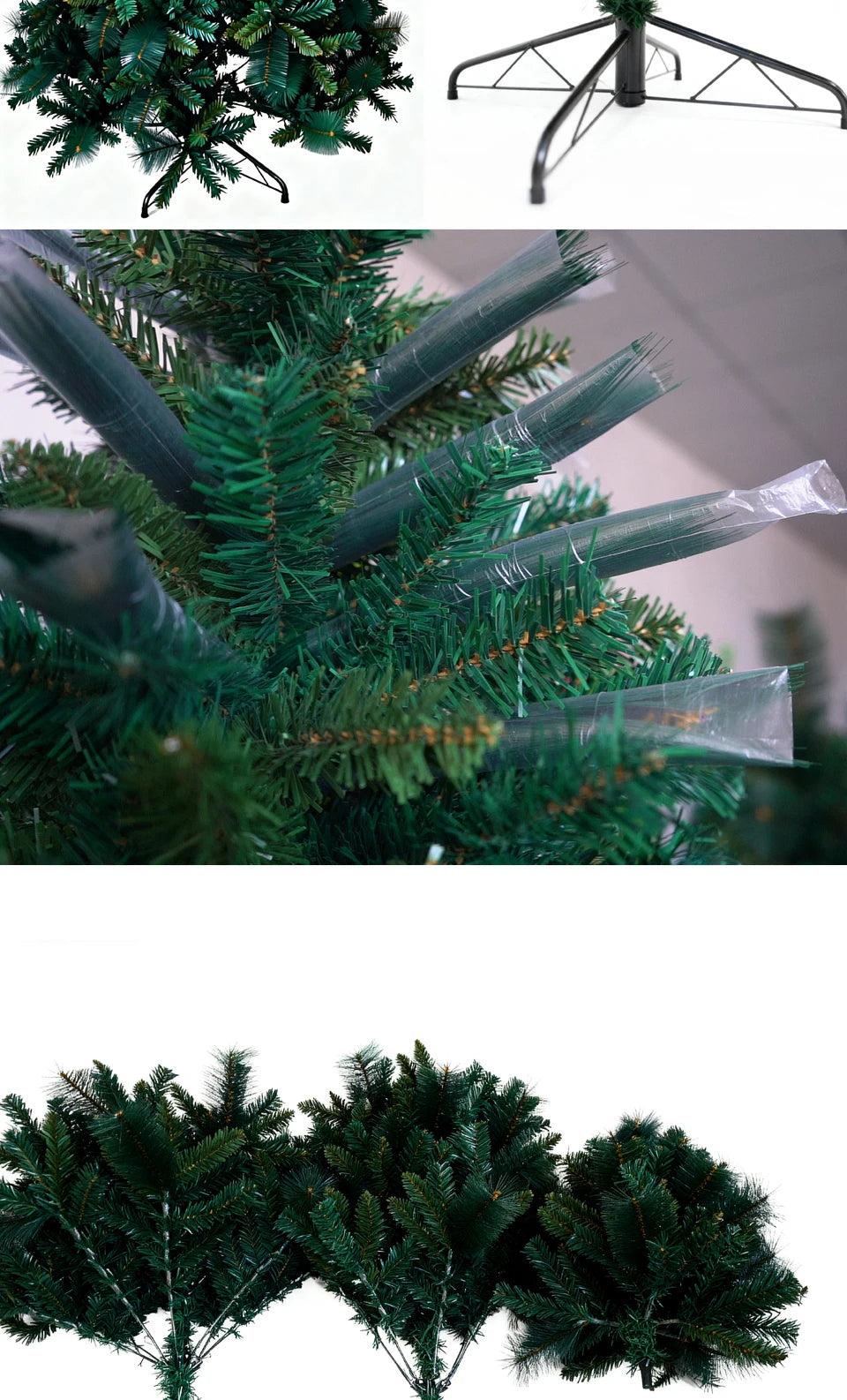 6FT Pop-Up Artificial Christmas Tree .PVC Mixed Branch Holiday Tree with Iron Stand