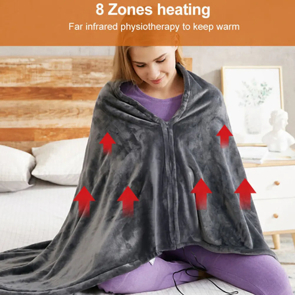 USB Heated Shawl 3 Heating Levels Fleece Heated Blanket Electric Warming Wrap for Women Men Rechargeable Battery Powered