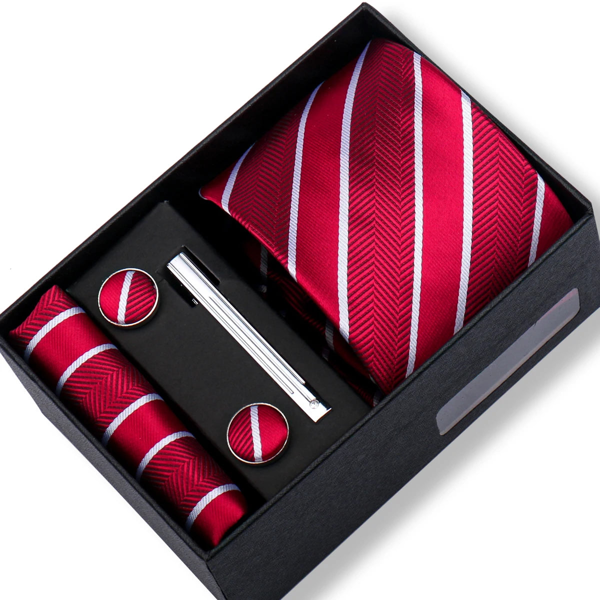 Tie Men With Box Top Quality Business Ties Hanky Cufflink Set Clips Green Necktie Corbatas For Men Wedding In Gift Box Gravatas