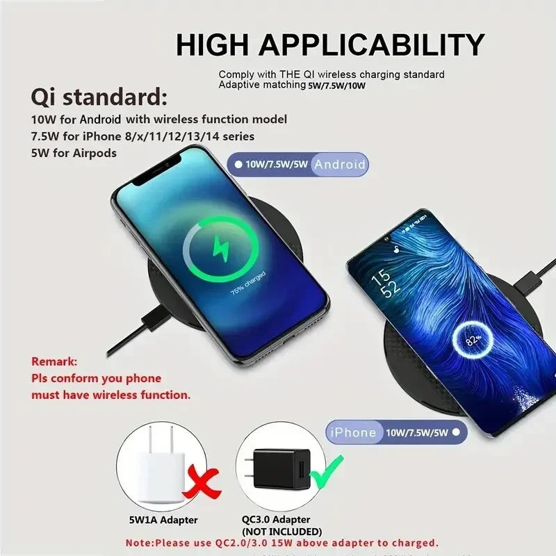 Ultra Thin Wireless Fast Charging Pad for Smartphones  Universal Qi Charging Dock