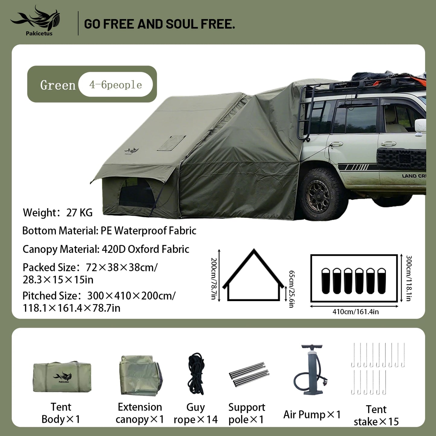 Large Inflatable Camping Tent with Skylight & Breathable Mesh Windows