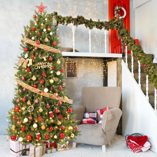 Pre Lit Artificial Christmas Tree 6 Feet Warm White Lights