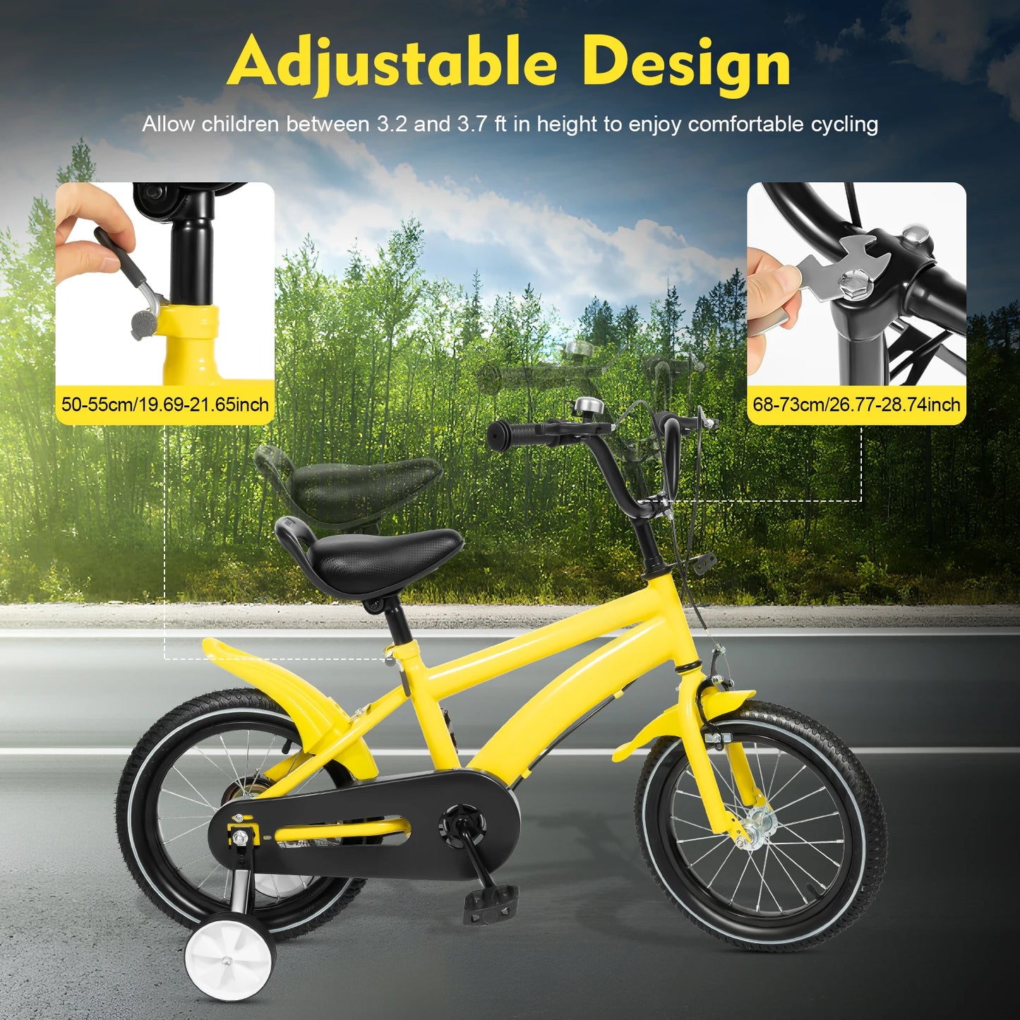14 Inch Children’s Bicycle with Training Wheels .Kids Bike for Ages 2–5, Adjustable Seat & Handlebars, Boys & Girls