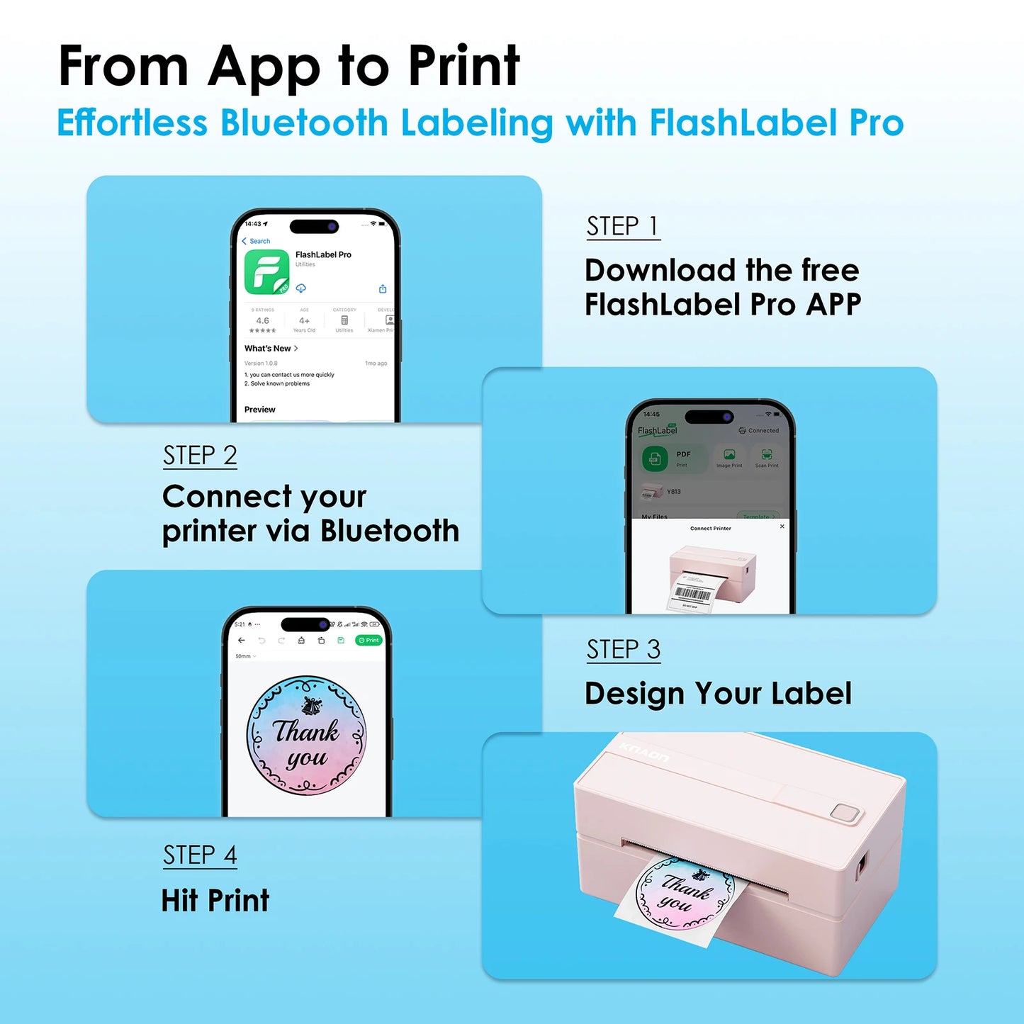 4x6 Wireless Thermal Shipping Label Printer for Small Business & Home Office