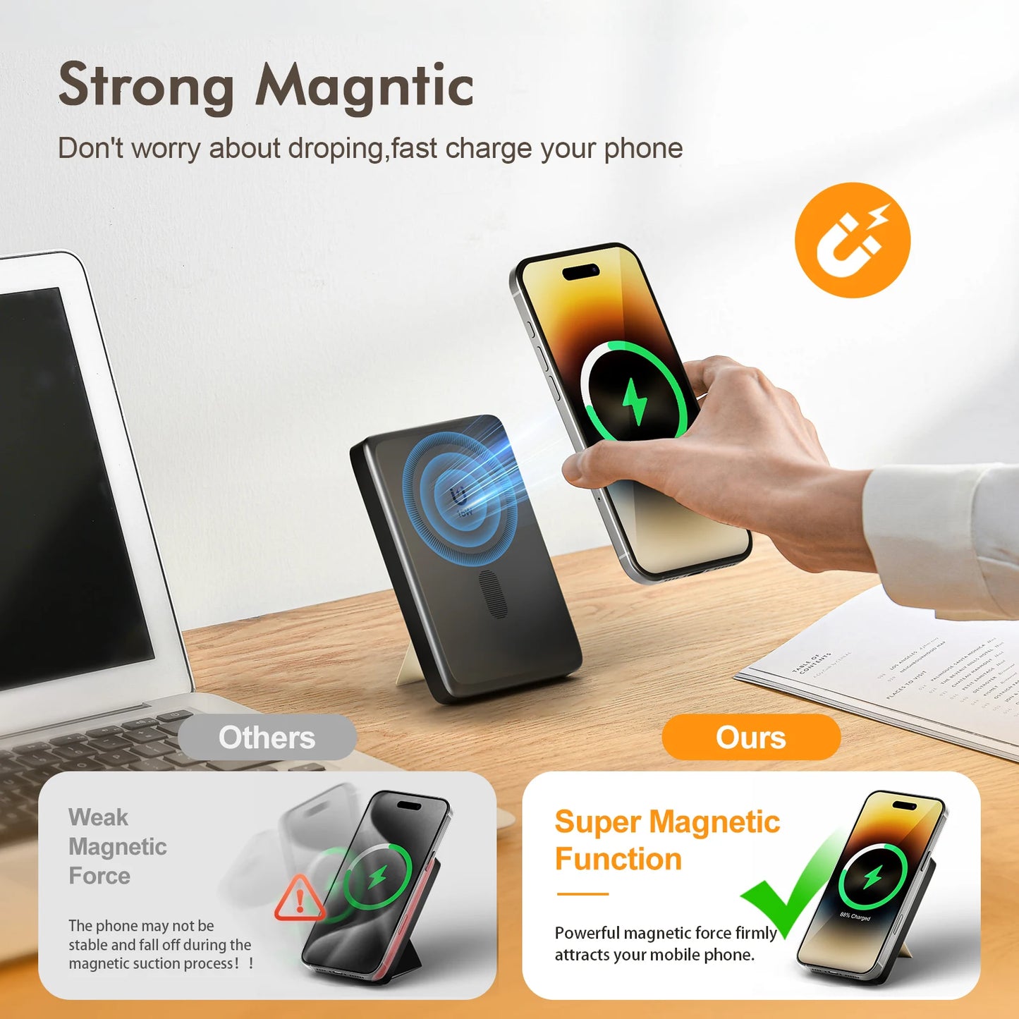 15W Foldable 3-in-1 Wireless Charging Station, Fast Charging Stand for iPhone, Apple Watch & AirPods, Portable Magnetic Charging Dock