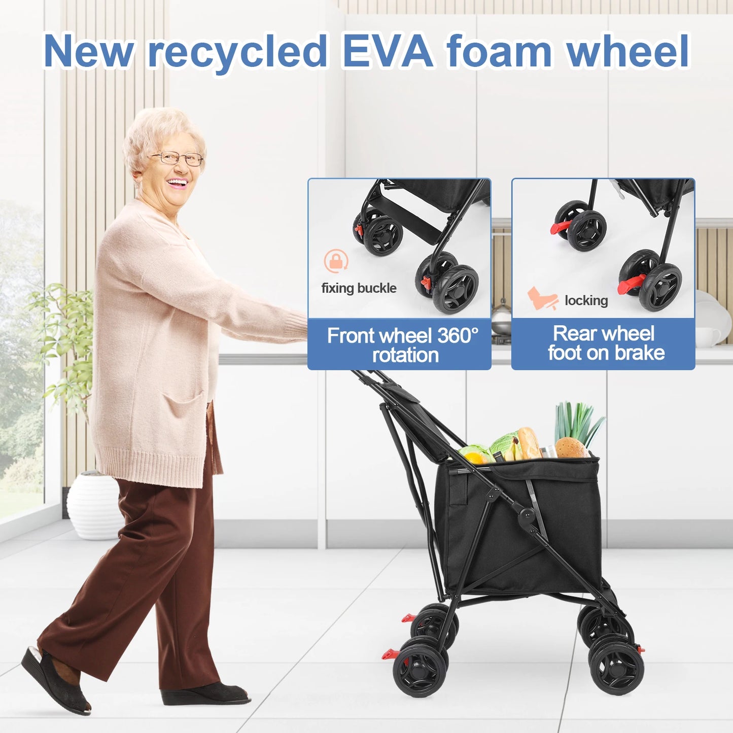 Multifunctional Folding Utility Wagon Cart – Portable Heavy-Duty Collapsible Rolling Cart for Shopping, Gardening, Camping, Beach & Grocery Transport