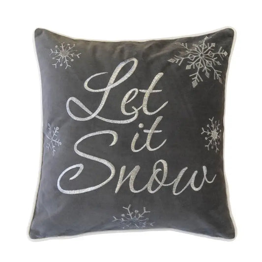 Let It Snow Winter Throw Pillow Cover Cozy Holiday Farmhouse Accent Cushion