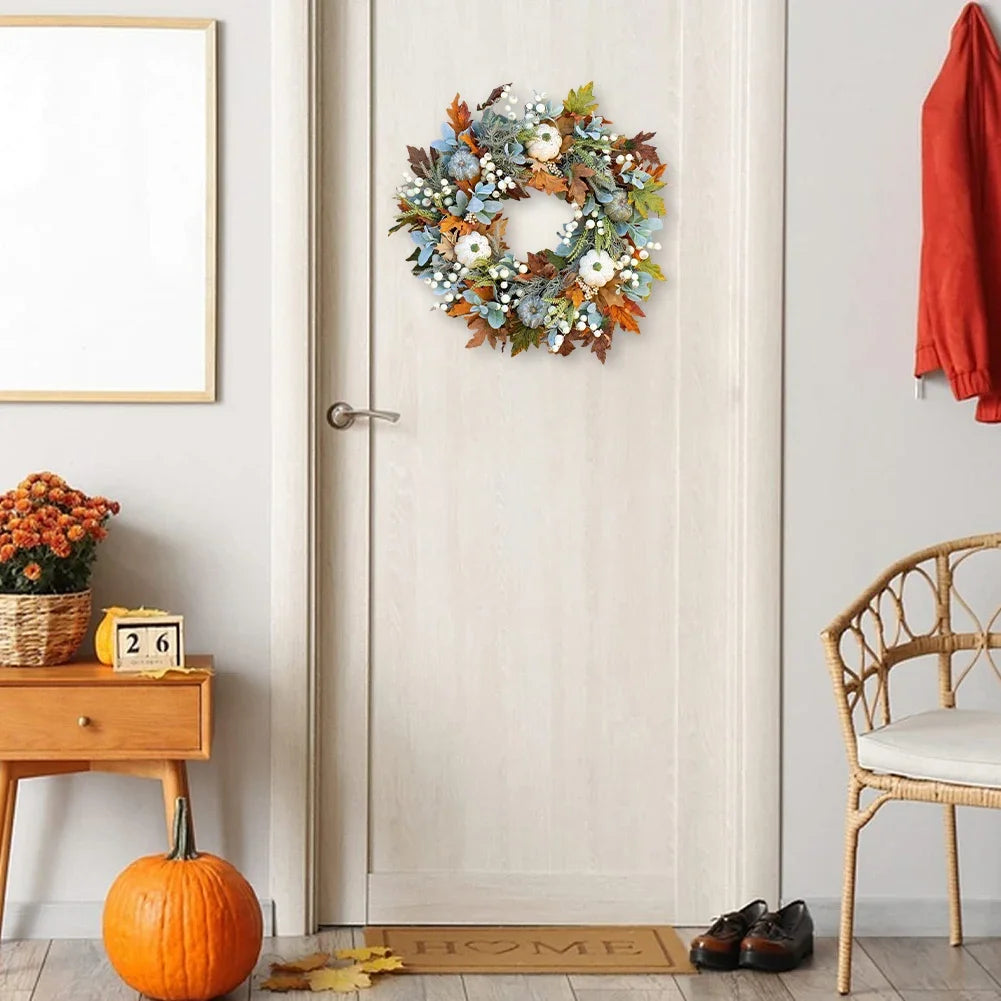 35/40cm Fall Front Door Wreath Festival Theme Pumpkin Berry Garland Window Hanging Garland for Home Porch Wall Decor