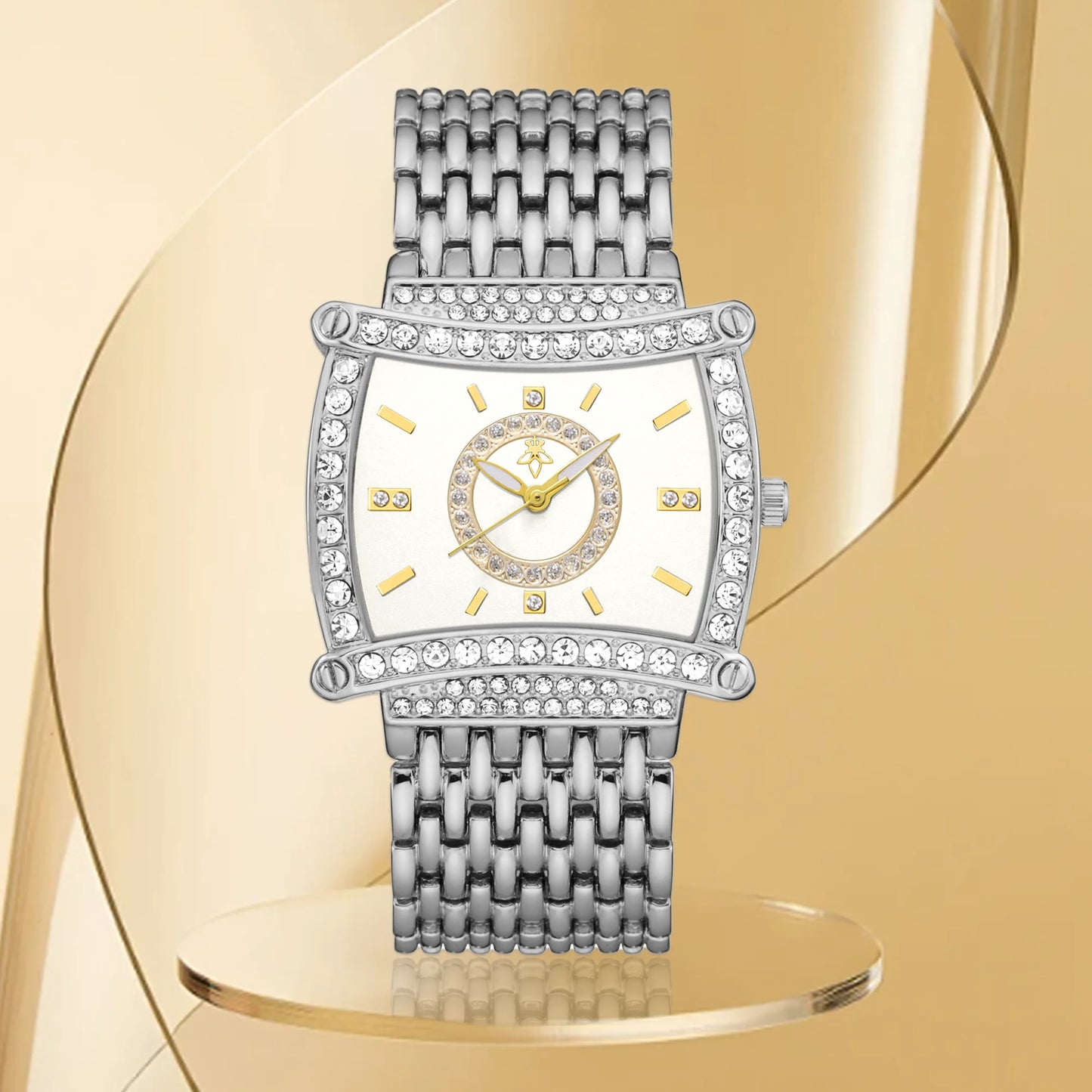 YalaLusi Luxury Crystal Square Watch . Elegant Waterproof Fashion Timepiece