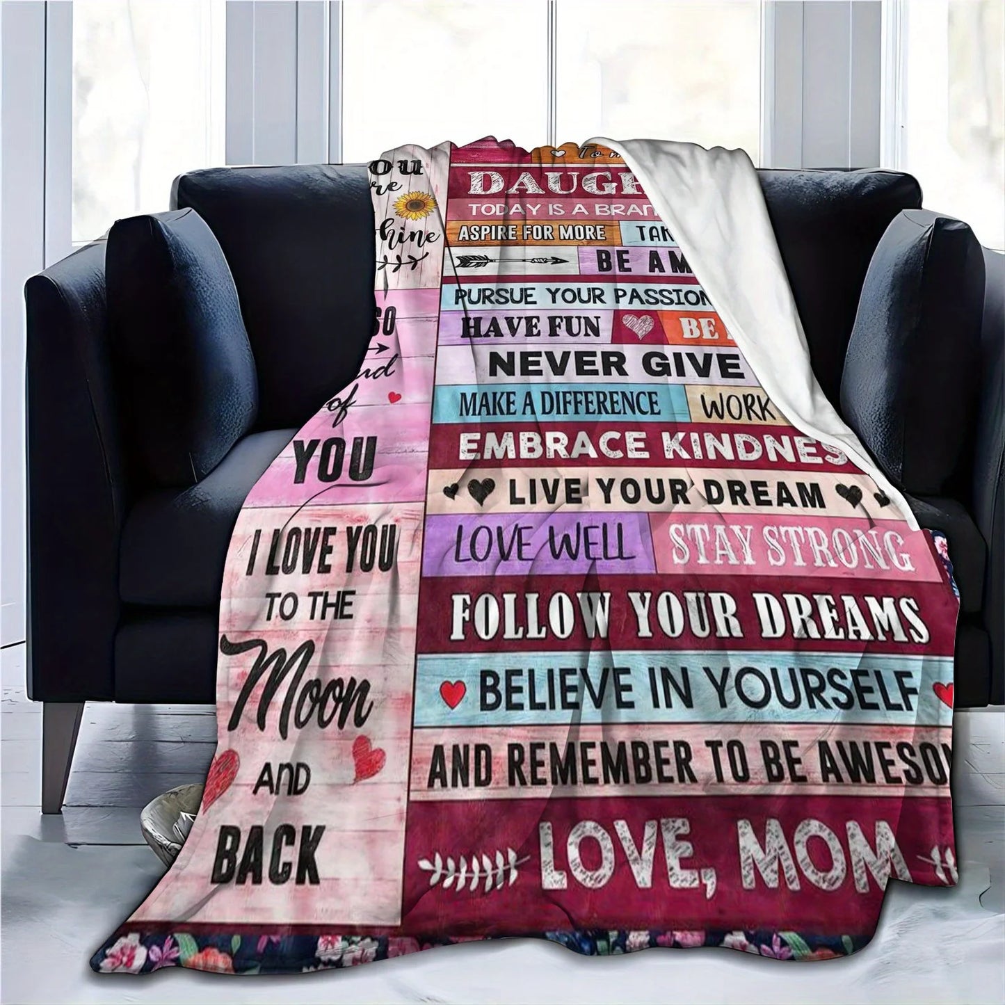 1pc Envelope Printed Flannel Blanket, To My Daughter From Mom Blanket For All Season, Warm Cozy Soft Throw Blanket Nap Blanket