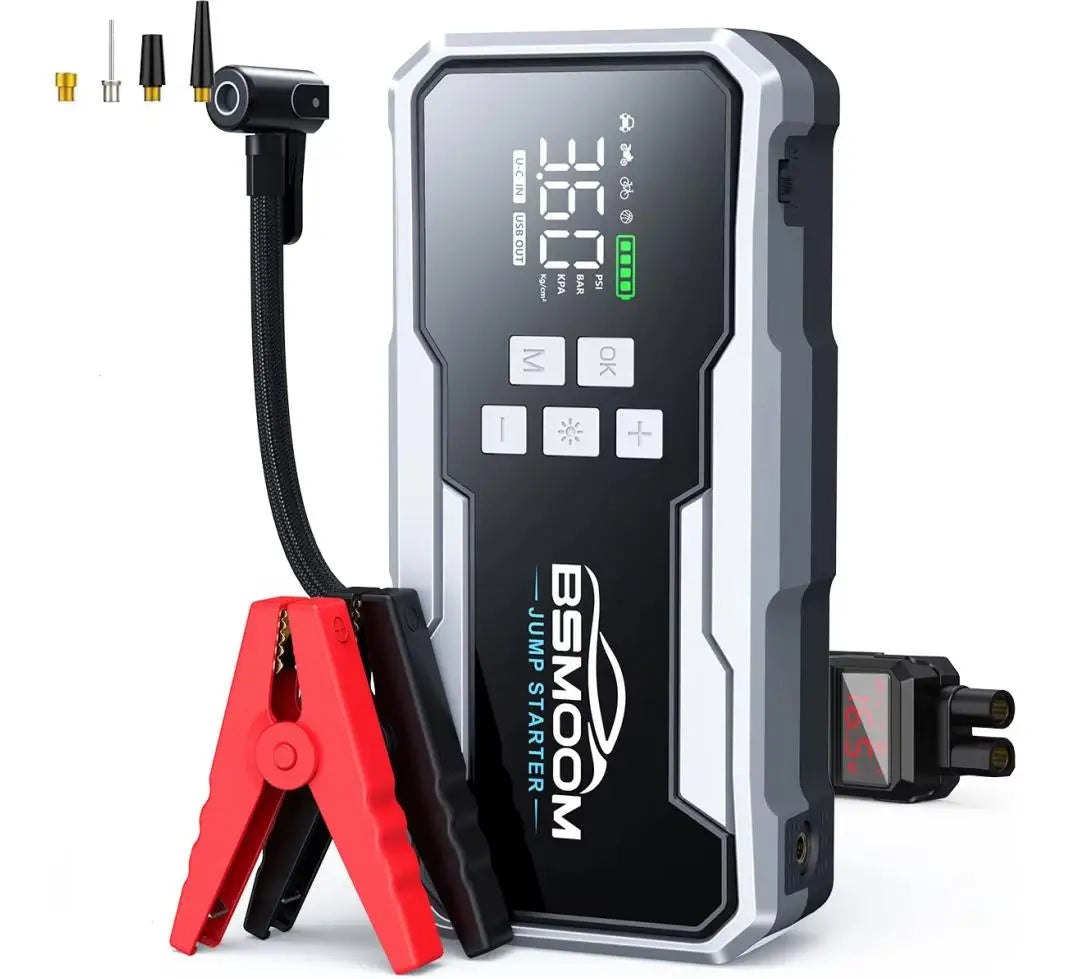 Portable Car Jump Starter with Air Compressor LCD Display 21800mAh Battery Pack