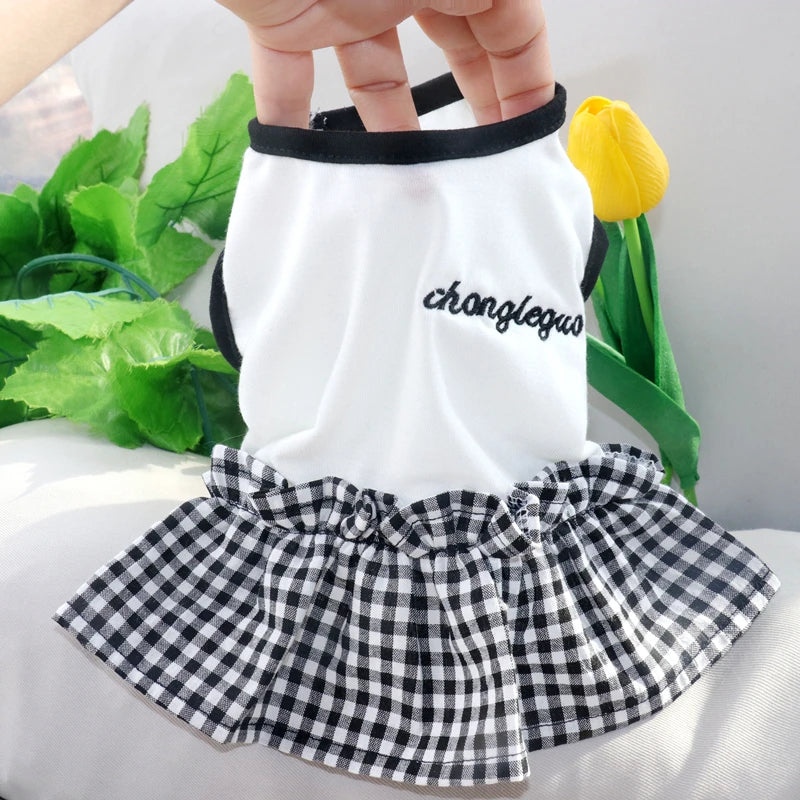 Luxury Plaid Summer Pet Dress for Small Dogs & Cats