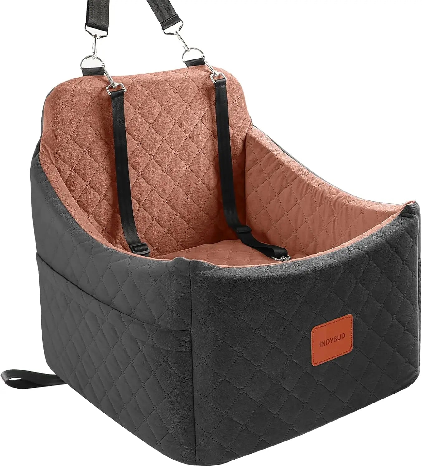 Memory Foam Dog Car Seat for Small/Medium Pets, Washable Cover with Storage Pockets, Up to 35 lbs