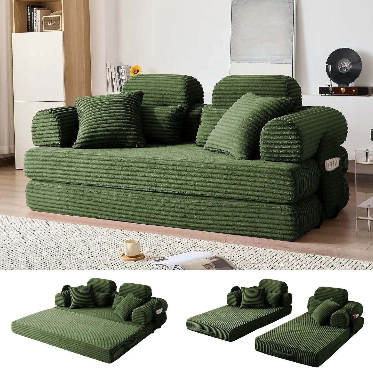 78.8-Inch Convertible Futon Sofa Bed with High Back
