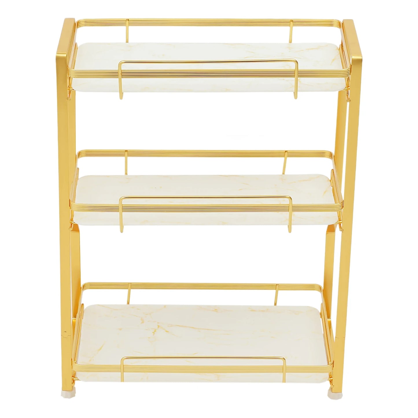 3 Tier Bathroom Countertop Organizer, Gold Bathroom Vanity Counter Organizer with Small Storage Basket for Skincare Makeup