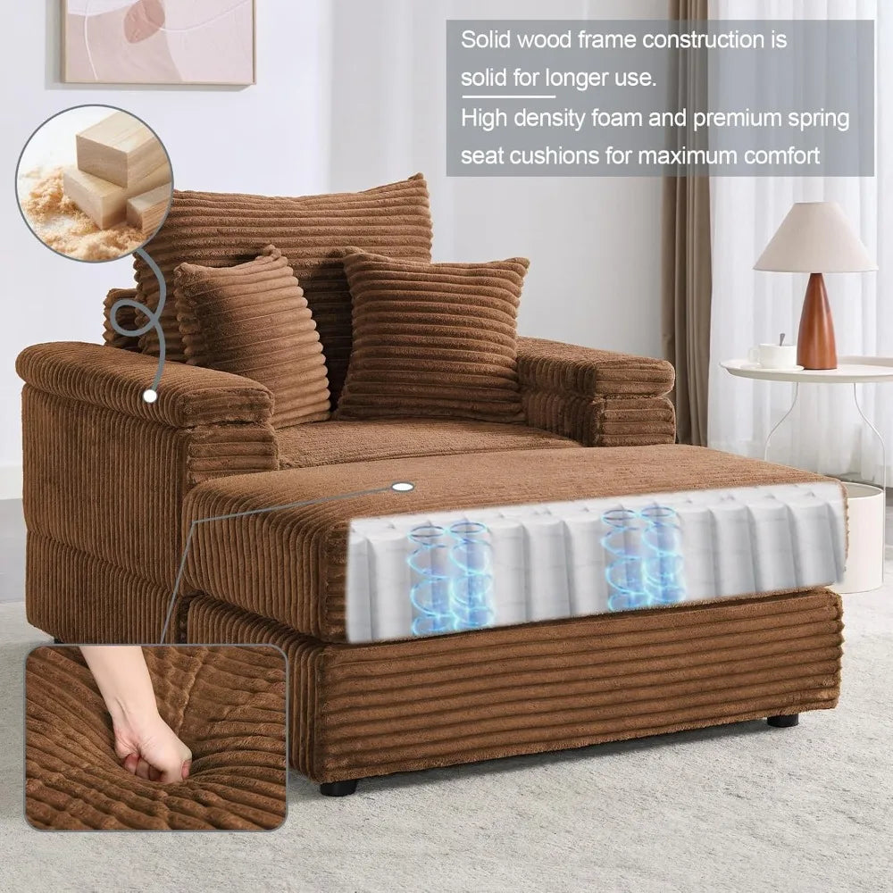 Oversized Chair With Ottoman Indoor Lounge Extra Deep Seat