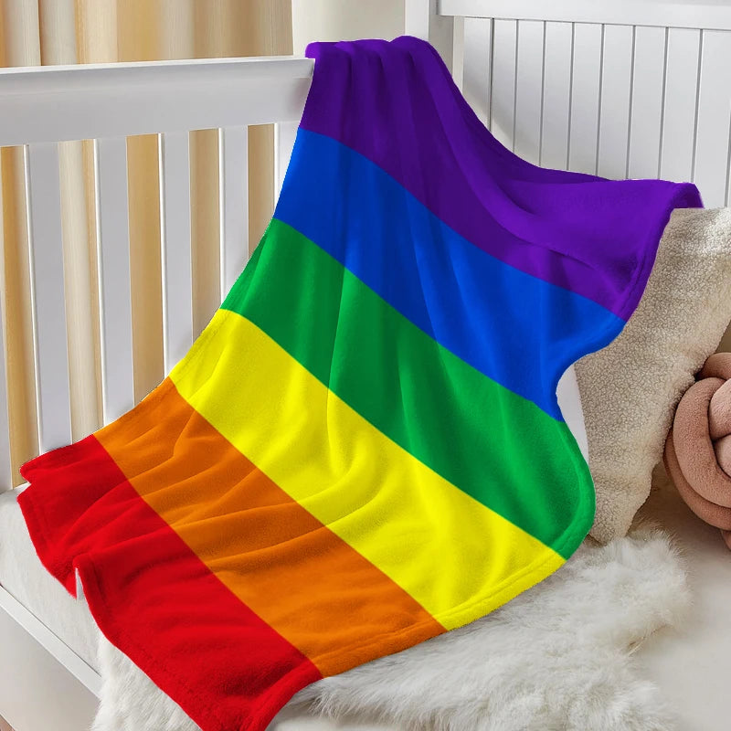 Rainbow Pride Flannel Blanket .Soft Cozy Throw for Bed, Sofa & Home Décor