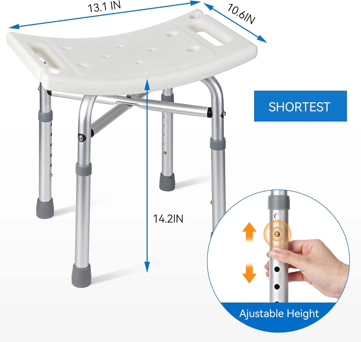 Shower Bench Chair With Adjustable Height And X Support