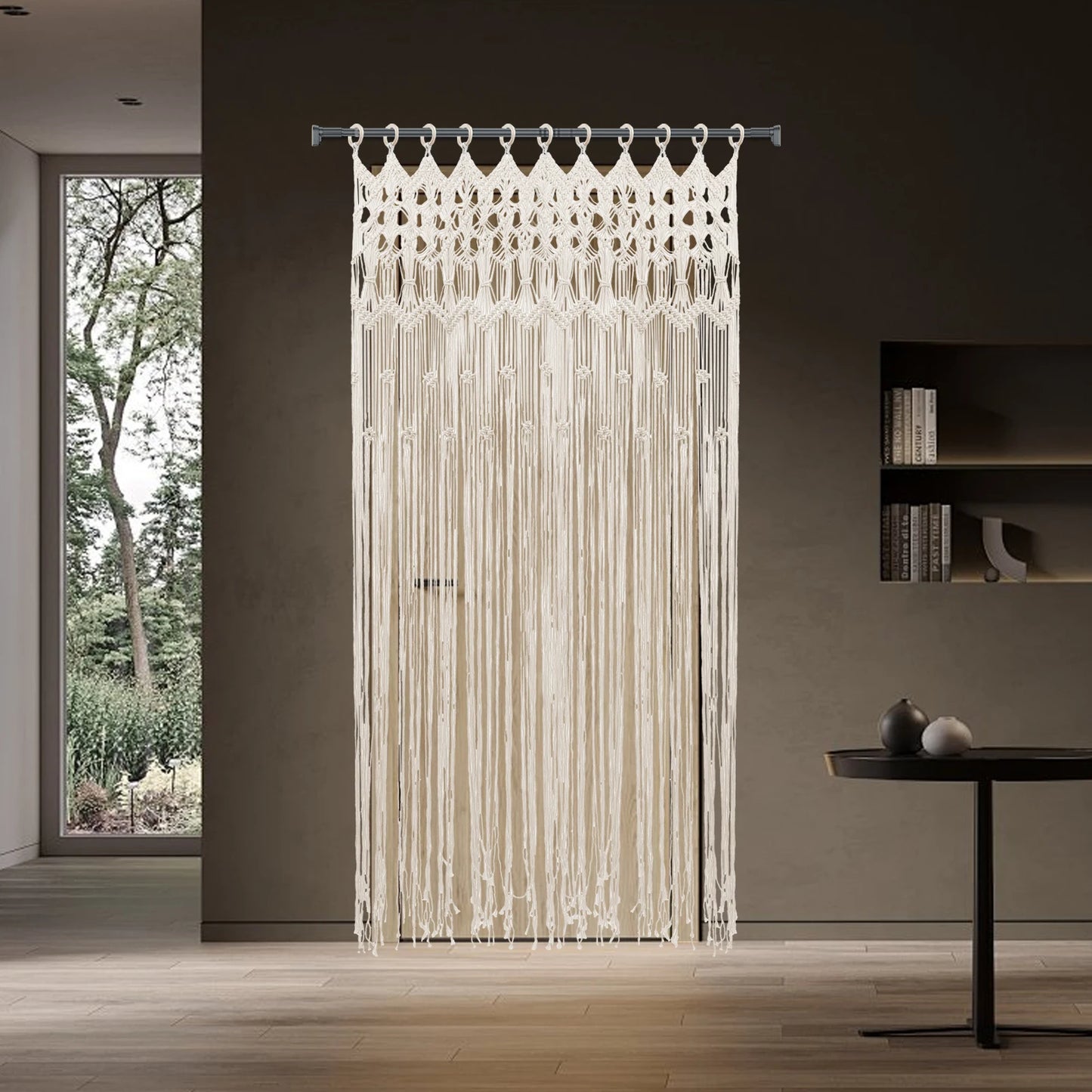Bohemian Woven Macrame Door Curtain. Decorative Hanging Room Divider