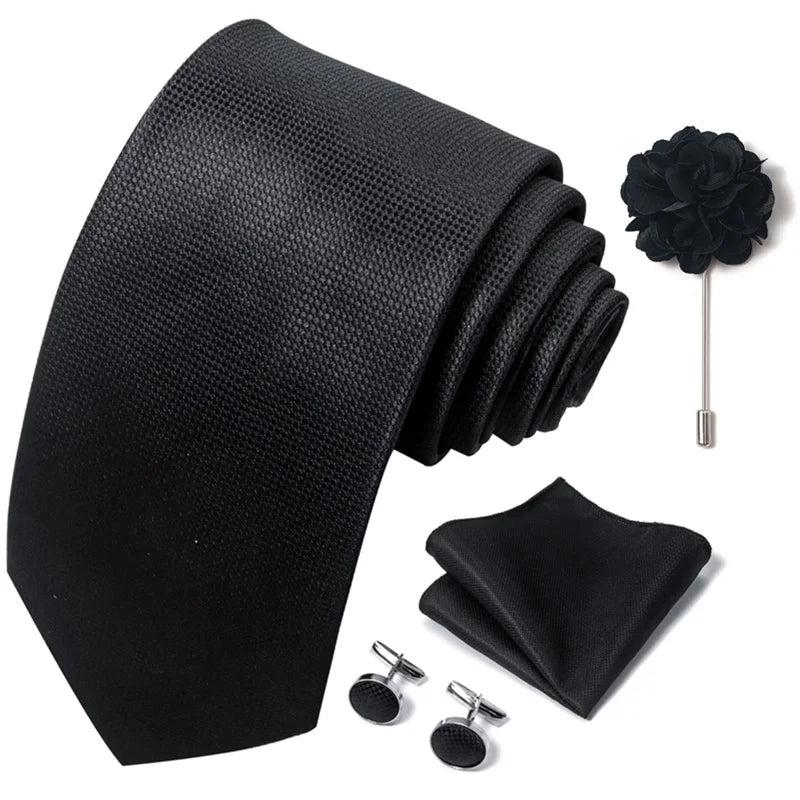 Luxury Green Floral Men’s Necktie Set .Tie, Pocket Square & Cufflinks