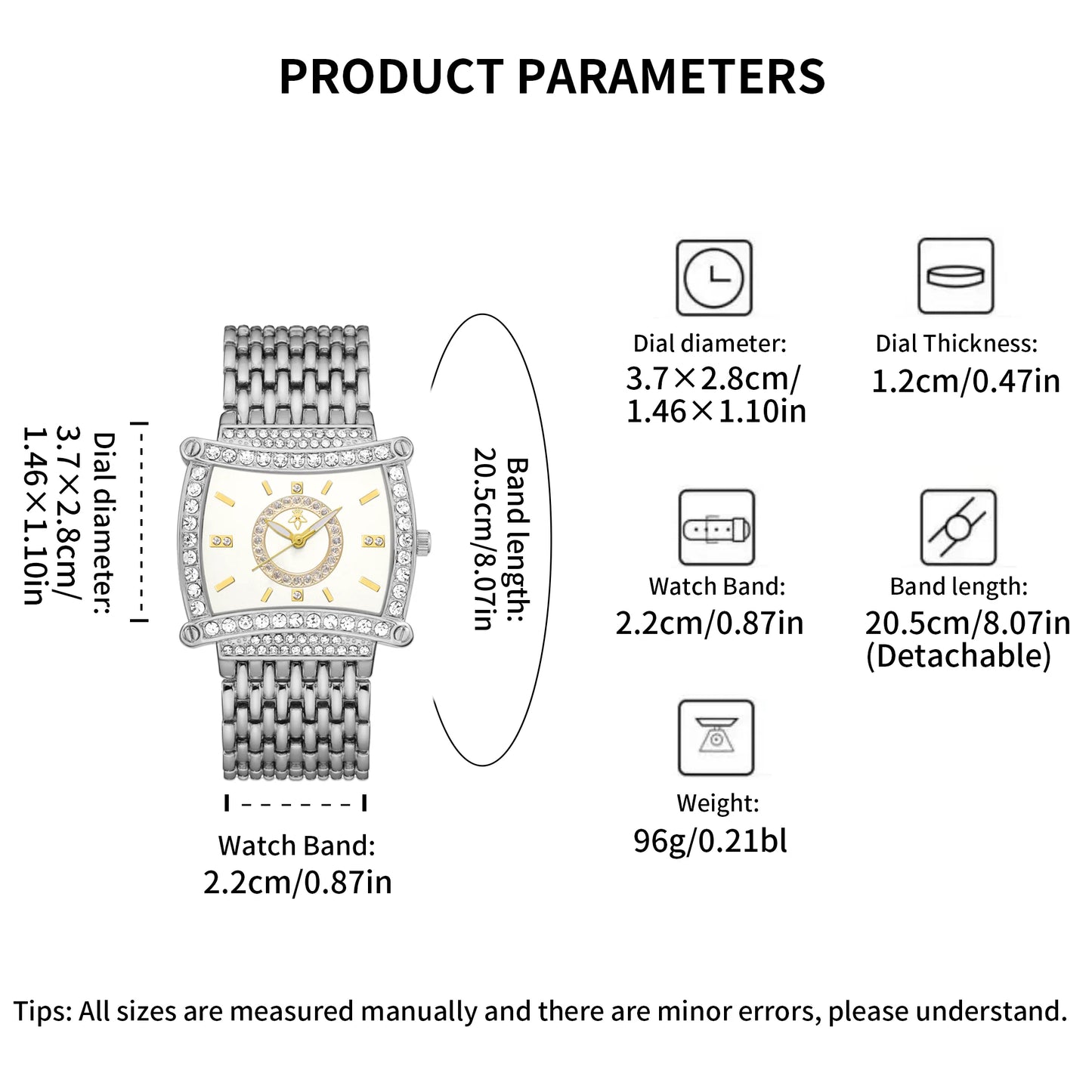 YalaLusi Luxury Crystal Square Watch . Elegant Waterproof Fashion Timepiece