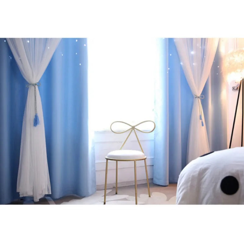 Dream Star Blackout Curtains. Elegant Double Layer Bedroom Window Panels