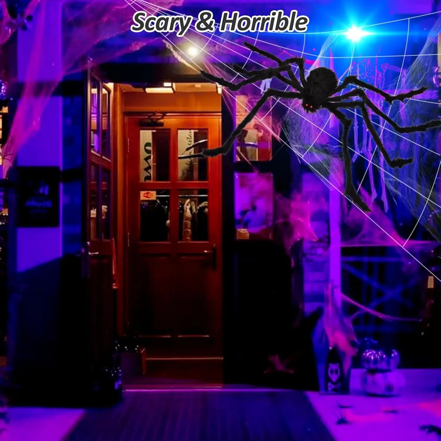 3pcs 212'' Halloween Spider Web 49" Halloween Decorations Stretch Cobweb Fake Spider for Indoor/Outdoor Yard Decorations Home