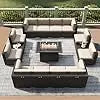 15 Piece Patio Furniture Set with Fire Pit Table, Outdoor Conversation Sets Wicker Rattan Sectional Sofa with Coffee Table.