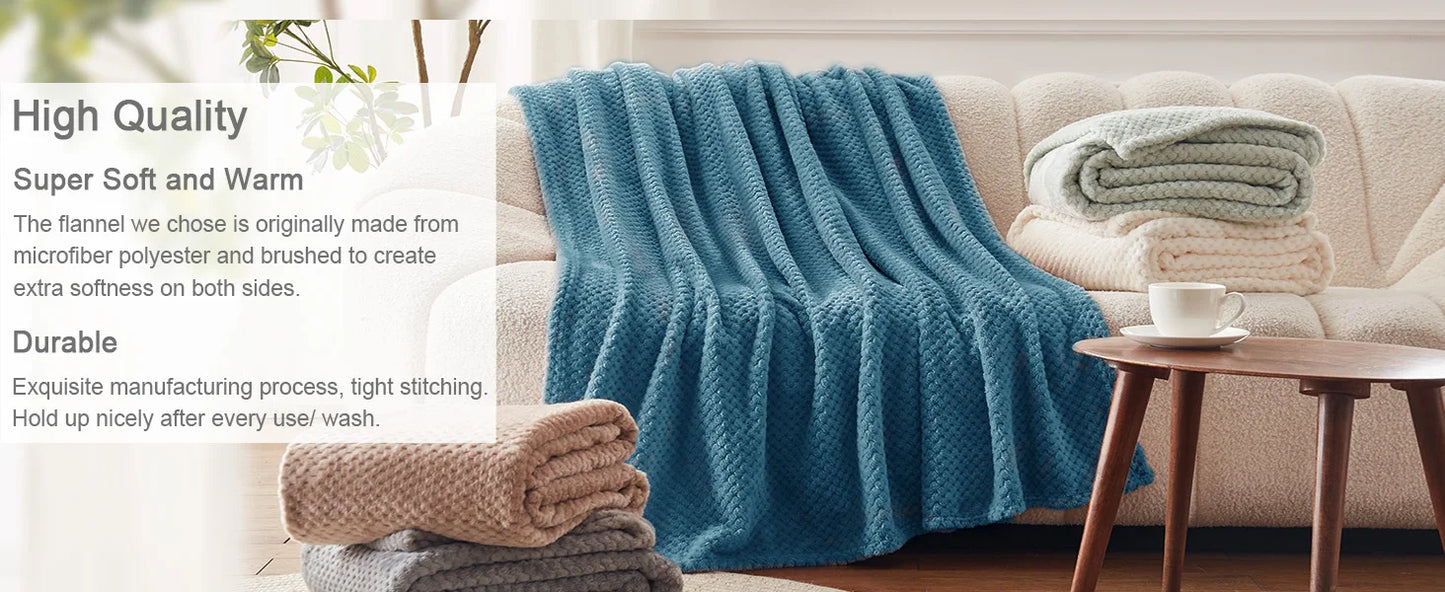 Extra Large Fleece Throw Blanket 50x70 Inches Super Soft Warm Cozy Lightweight Waffle Knit Textured Fuzzy Plush Blanket for Couch Sofa Bed Living Room Lounge Travel Nap Decor Slate BlueThis Ultra Soft and Snuggly