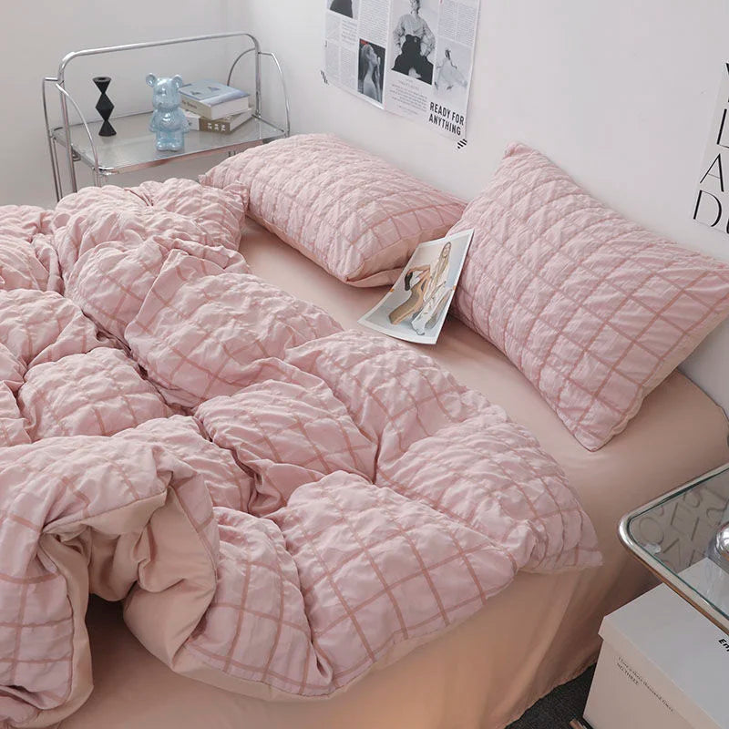 Romantic Ruffled Solid Color Bedding Set