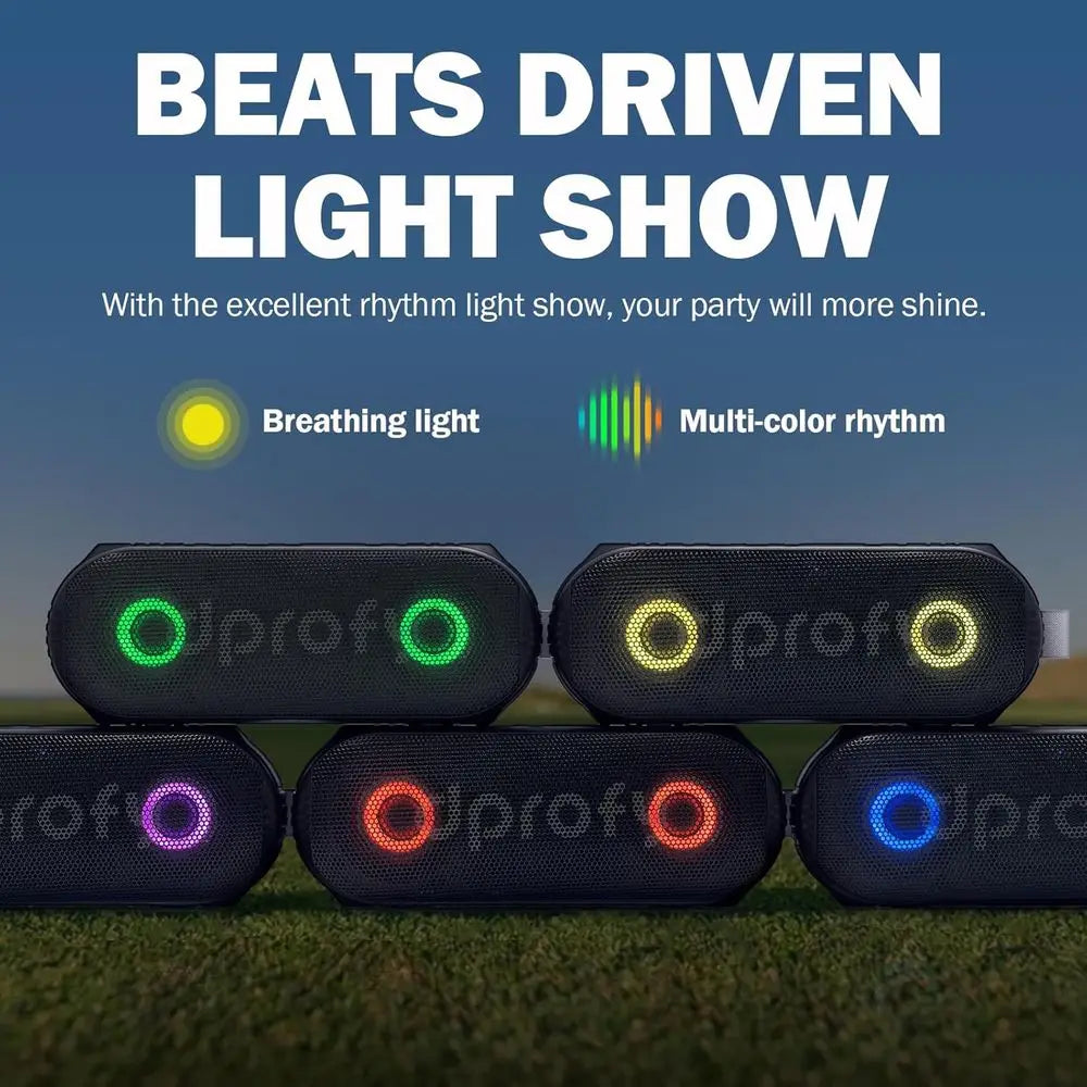 Portable Wireless Bluetooth Speaker with Stereo Sound, Magnetic Mount, LED Light Show & 24-Hour Playtime