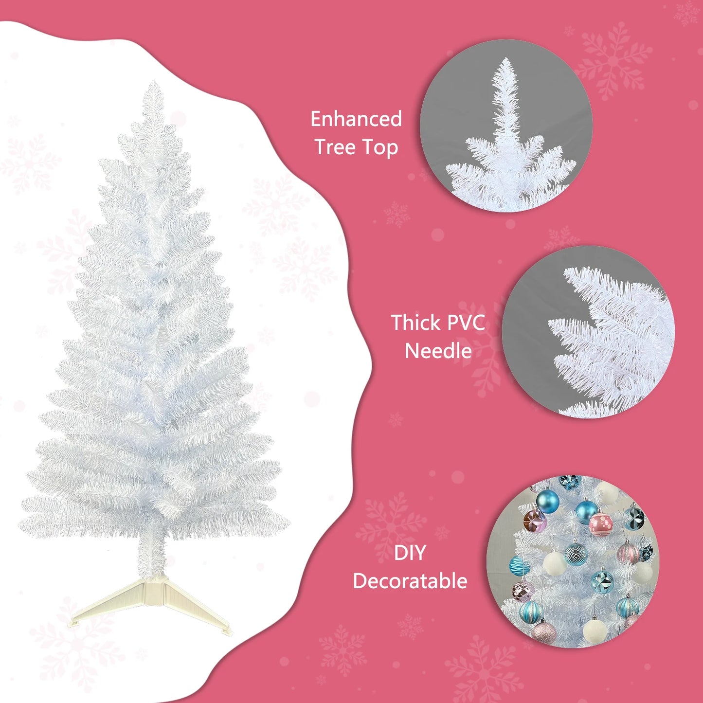 6FT Pre-Lit White Pencil Christmas Tree .Slim Space-Saving Holiday Décor with Warm Lights