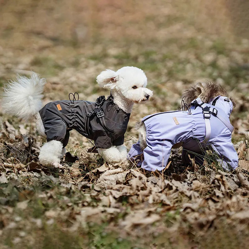 Waterproof Dog Raincoat with Harness . Reflective All-Weather Pet Jumpsuit