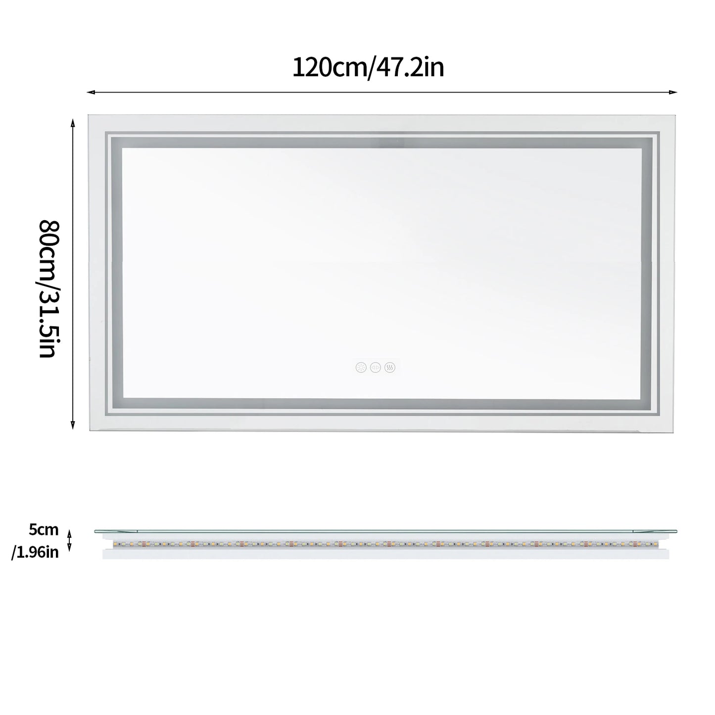 Jumbo Illuminated LED Bathroom Mirror Front Backlit Vanity