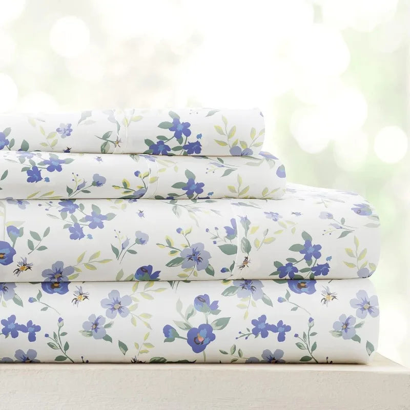 4 Piece Queen Sheet Set Light Blue Ultra Cooling Sheets