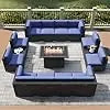 15 Piece Patio Furniture Set with Fire Pit Table, Outdoor Conversation Sets Wicker Rattan Sectional Sofa with Coffee Table.