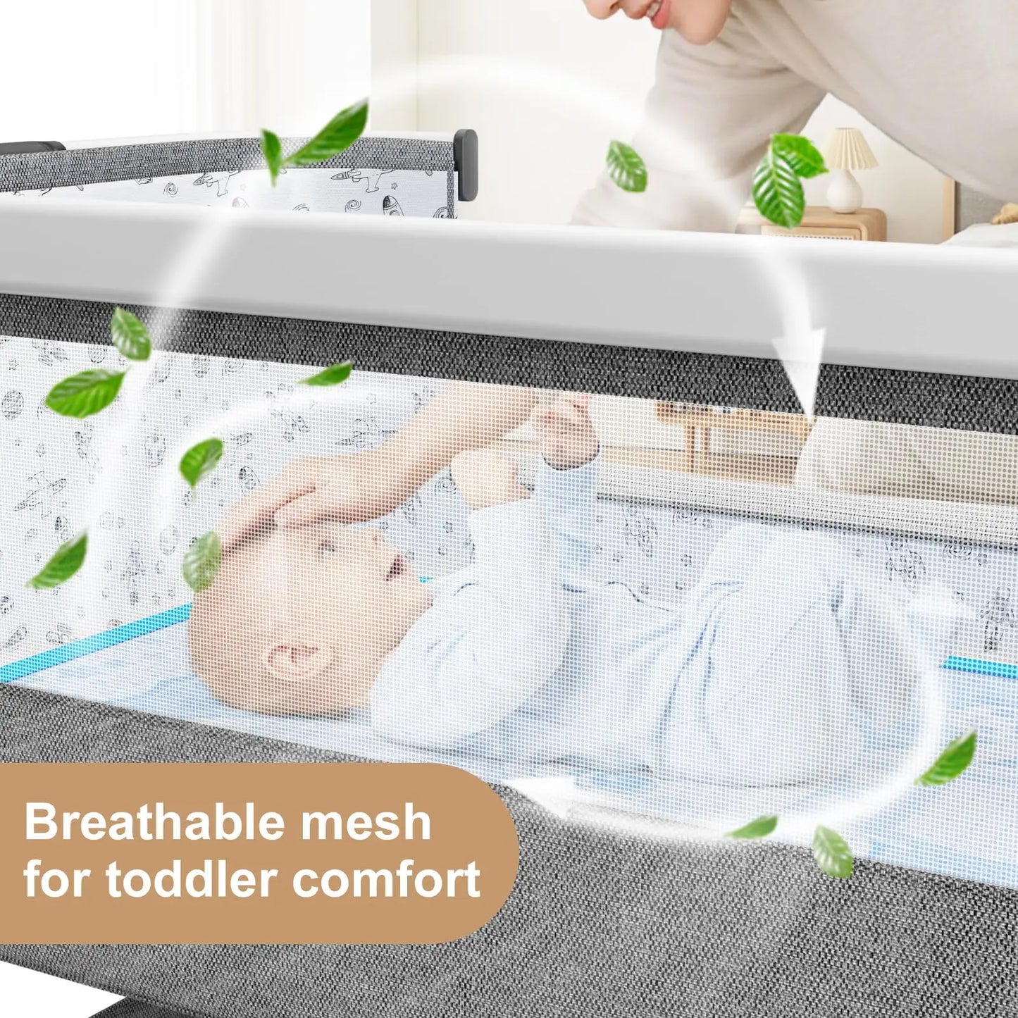 3-in-1 Portable Baby Bassinet & Bedside Sleeper with Storage Basket, Wheels & Adjustable Height