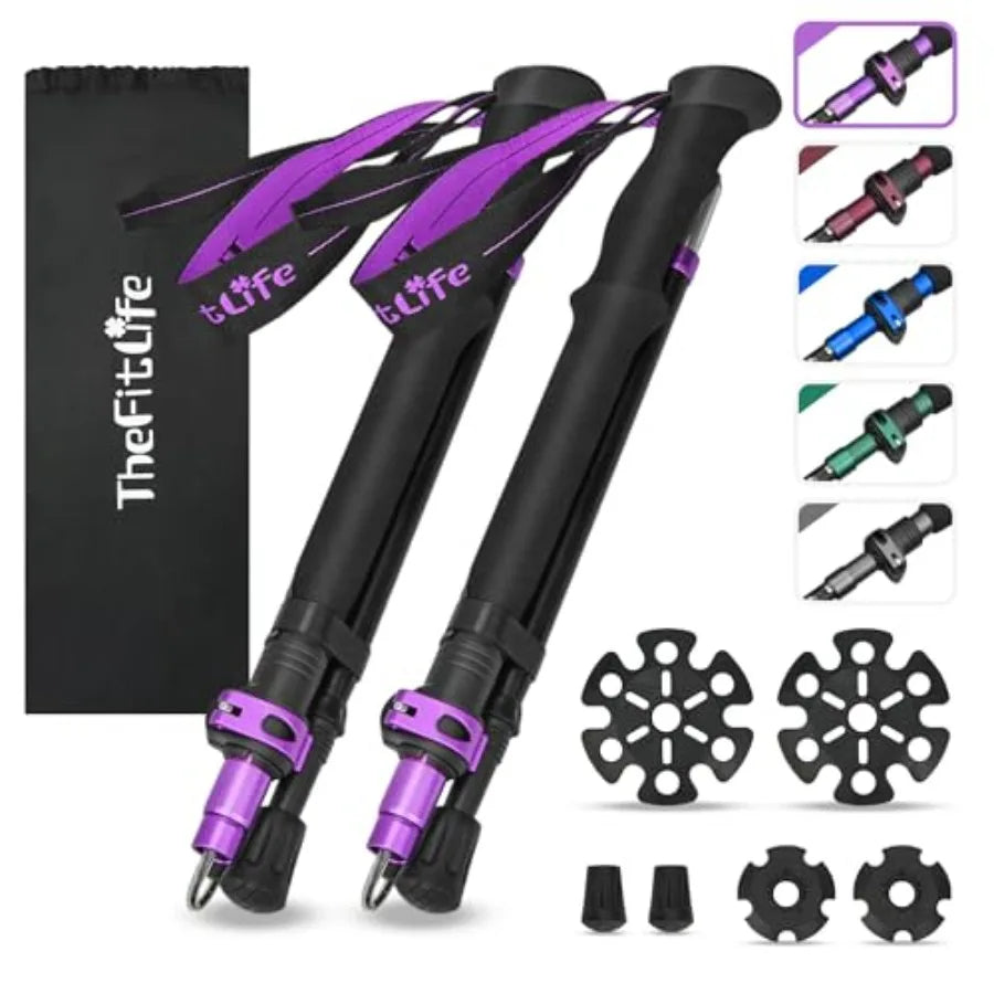 Collapsible Trekking Poles for Hiking .Lightweight Folding Walking Sticks for Men & Women