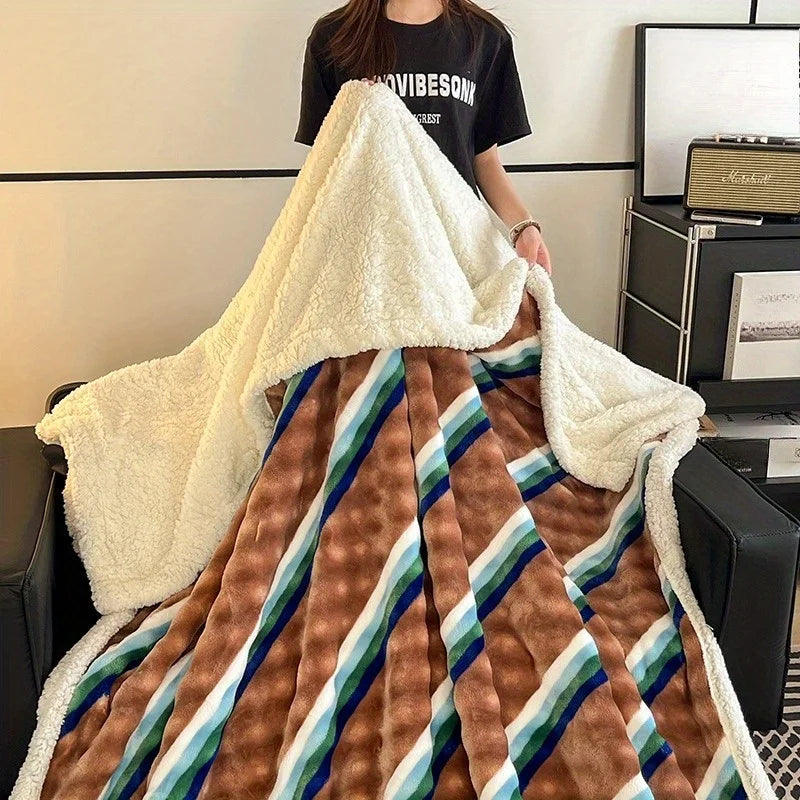 Luxury Soft Plaid Sherpa Fleece Blanket . Cozy Warm Throw for Sofa, Bed & Dorm Room
