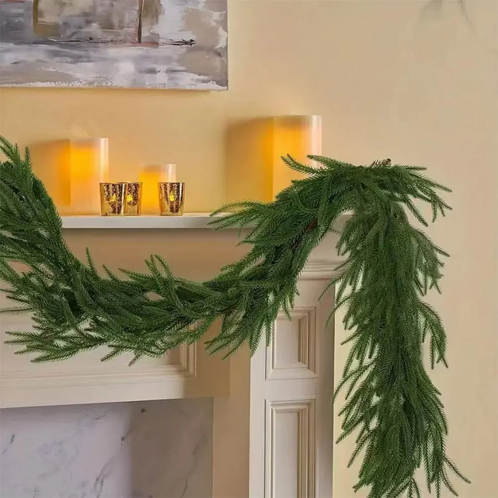 Realistic Christmas Garland Soft Bendable Real Touch Mantel
