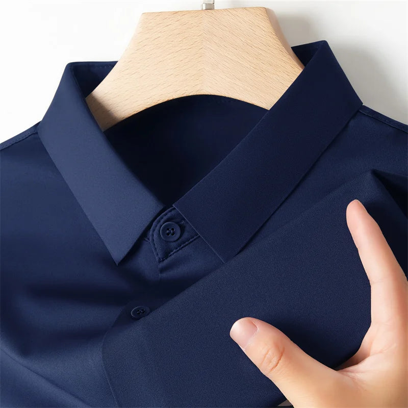 Men’s Business Casual Short Sleeve Shirt .Solid Color Summer Button Down